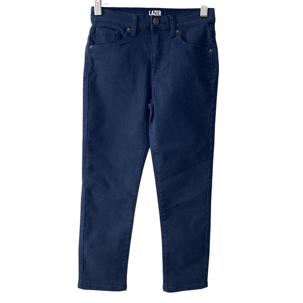 Lazer/Co Cotton Stretch Slim Straight Khakis Chinos - Navy Blue - 7